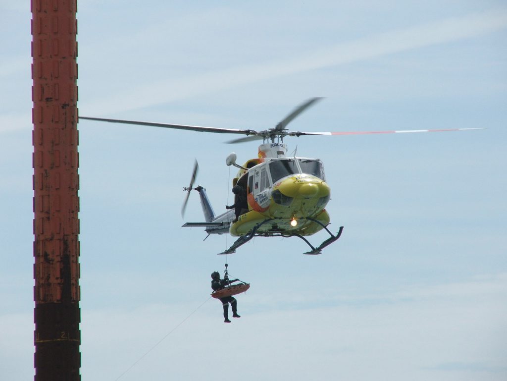 SAFE: RACQ CQ Rescue engaged in a mock training program to simulate a rescue from a barge at Hay Point Coal Terminal. SAFE: RACQ CQ Rescue engaged in a mock training program to simulate a rescue from a barge at Hay Point Coal Terminal.